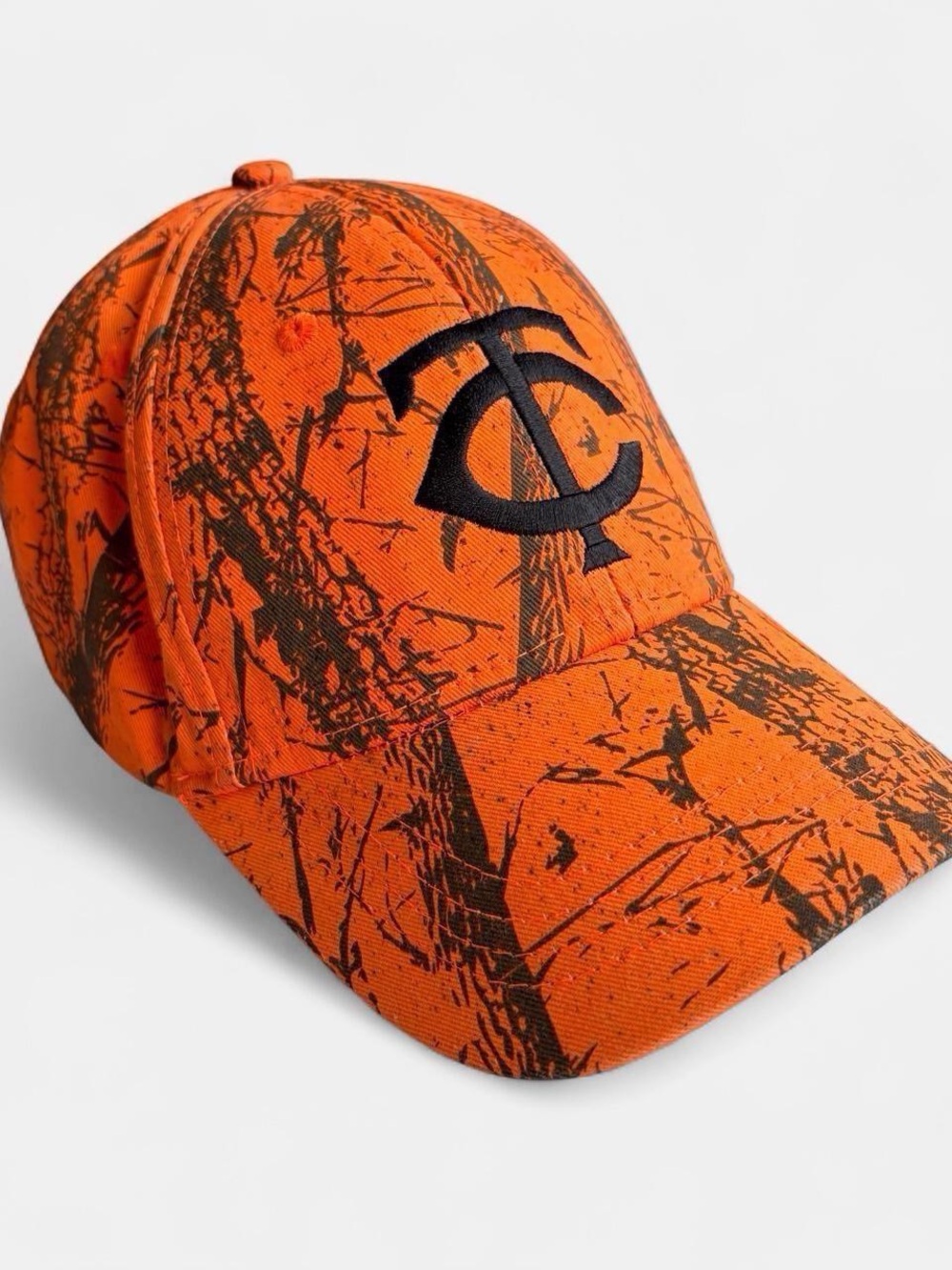 Orange Minnesota twins Camouflage Baseball Cap with Black Embroidered Logo